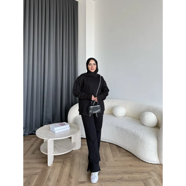 Btç-Suyn Şerit Detay 3 İplik Takım - Siyah