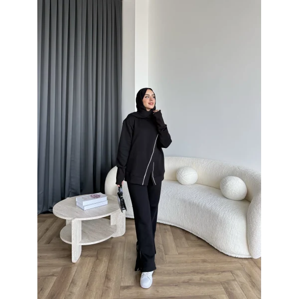 Btç-Suyn Şerit Detay 3 İplik Takım - Siyah