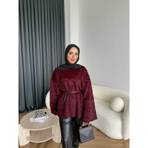 Darlan Tüylü Kazak - Bordo ÖN SİPARİŞ