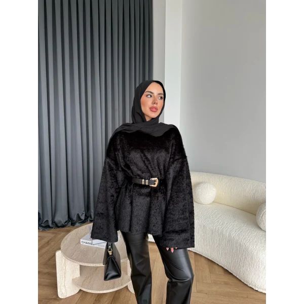 Darlan Tüylü Kazak - Siyah