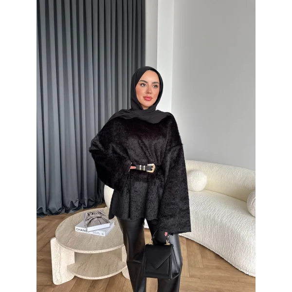 Darlan Tüylü Kazak - Siyah