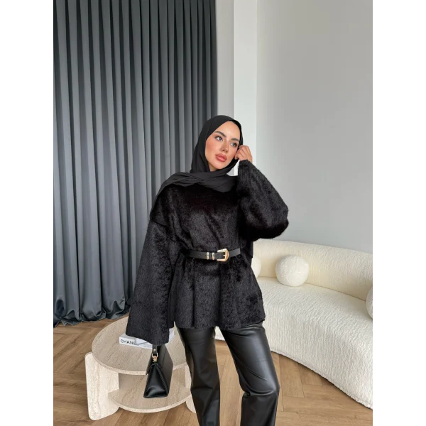 Darlan Tüylü Kazak - Siyah