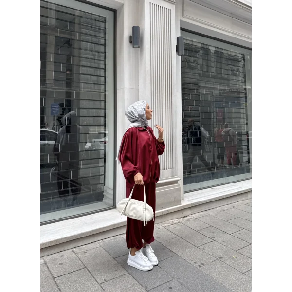 Devil Saten Takım - Bordo