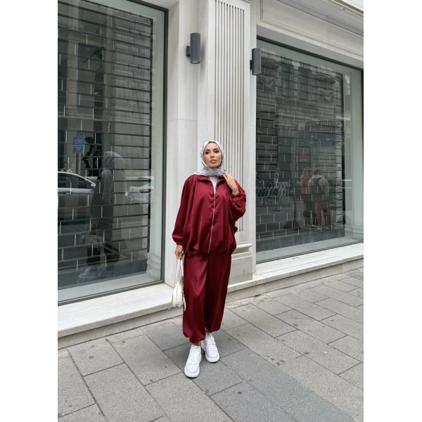 Devil Saten Takım - Bordo