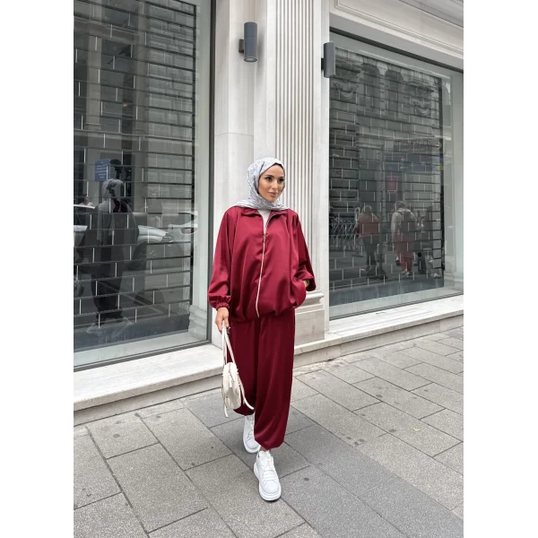 Devil Saten Takım - Bordo