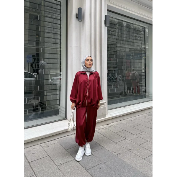 Devil Saten Takım - Bordo