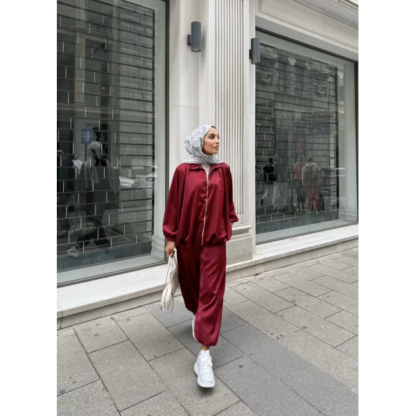 Devil Saten Takım - Bordo