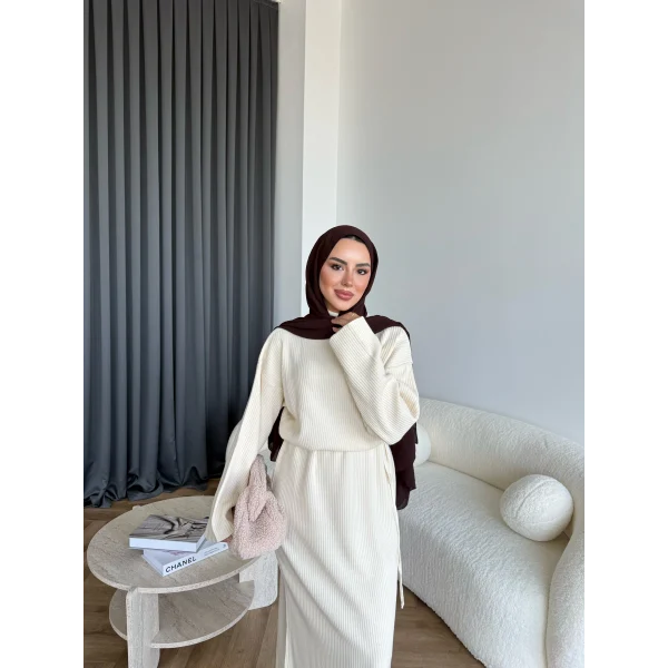 Dora Triko Elbise - Bej