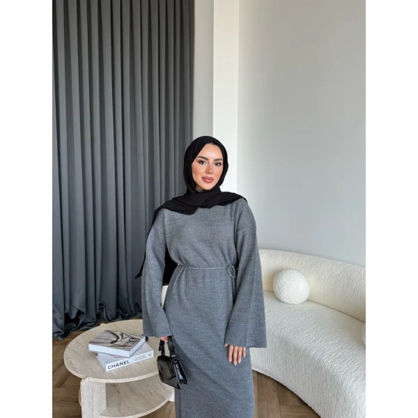 Dora Triko Elbise - Gri