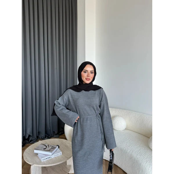 Dora Triko Elbise - Gri