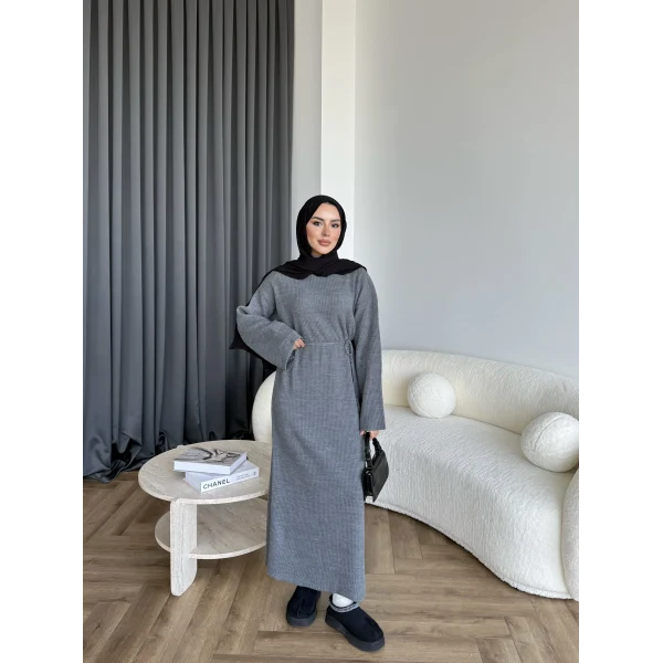 Dora Triko Elbise - Gri