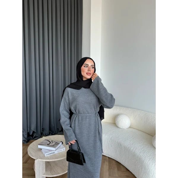 Dora Triko Elbise - Gri