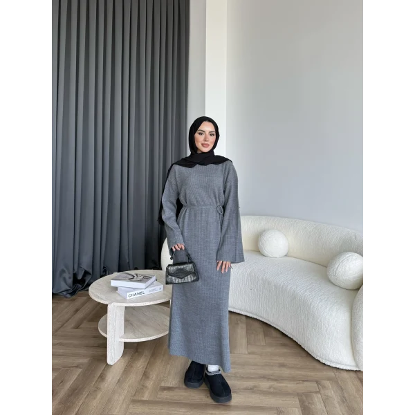 Dora Triko Elbise - Gri