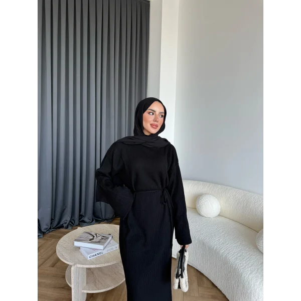 Dora Triko Elbise - Siyah