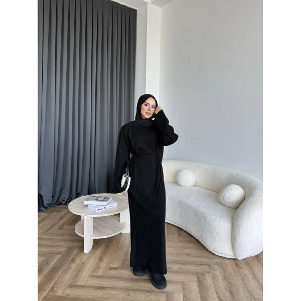 Dora Triko Elbise - Siyah