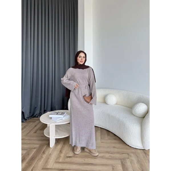 Dora Triko Elbise - Vizon