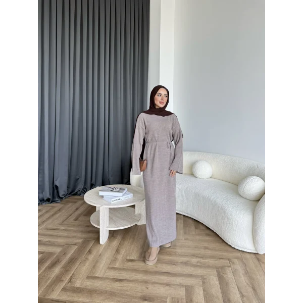 Dora Triko Elbise - Vizon