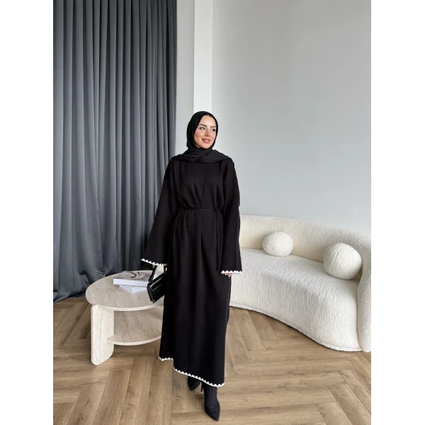 Doray Dantel Detaylı Elbise - Siyah