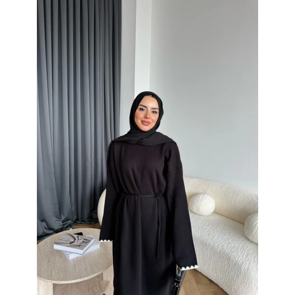 Doray Dantel Detaylı Elbise - Siyah