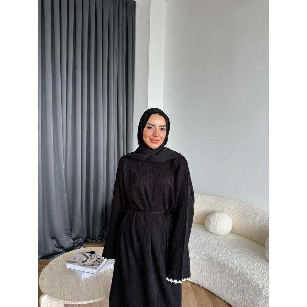 Doray Dantel Detaylı Elbise - Siyah