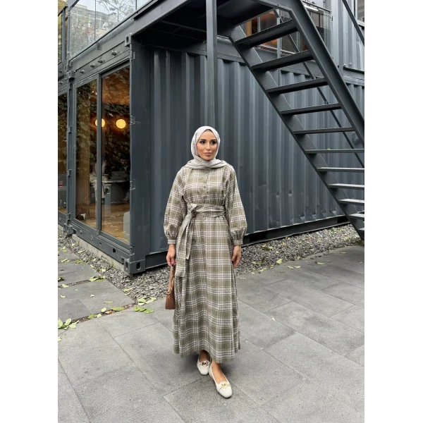 Doria Kareli Elbise - Çağla