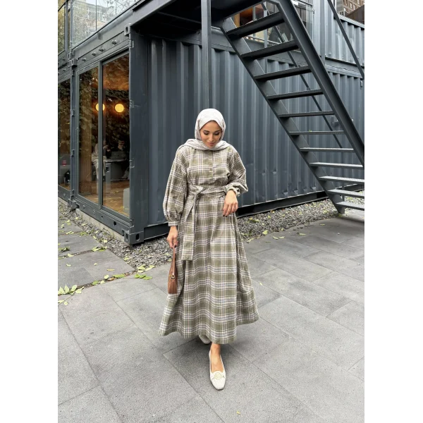 Doria Kareli Elbise - Çağla