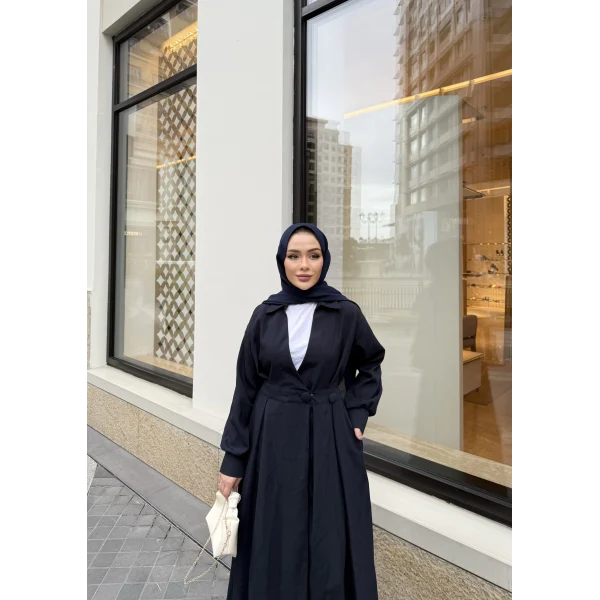 Düğmeli Anvelop Elbise - Lacivert