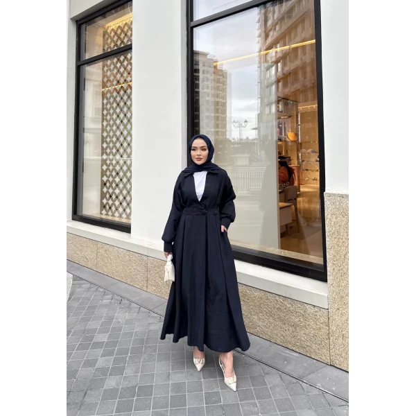 Düğmeli Anvelop Elbise - Lacivert