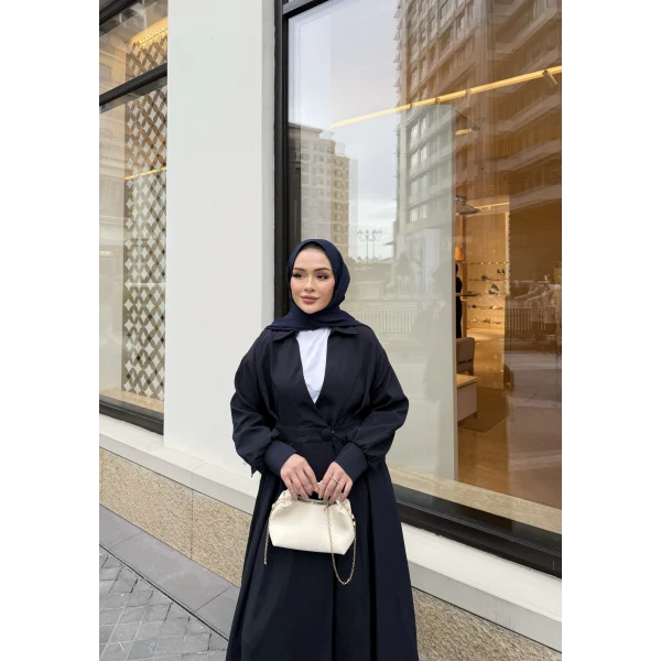 Düğmeli Anvelop Elbise - Lacivert