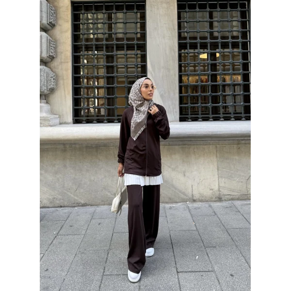 Efran Fermuarlı Takım - Acı Kahve