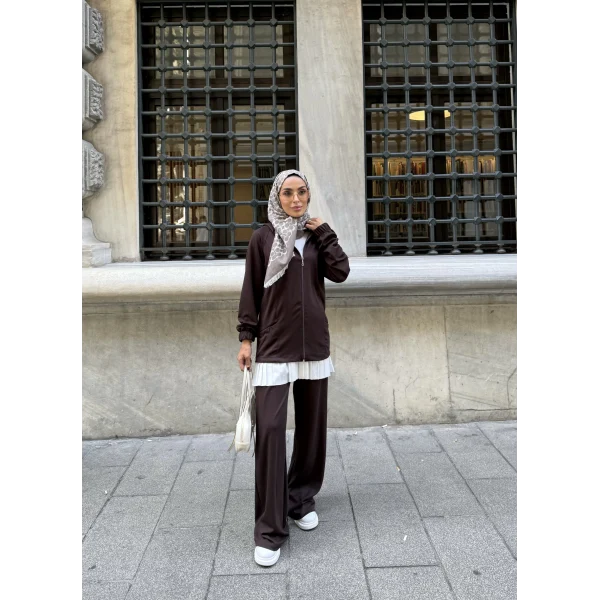 Efran Fermuarlı Takım - Acı Kahve