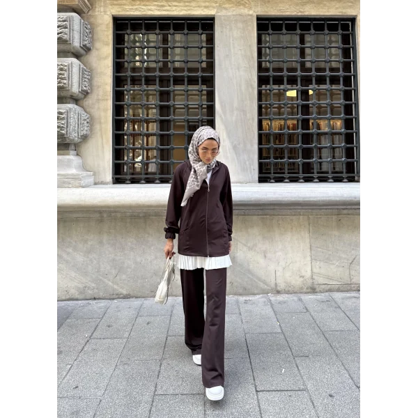 Efran Fermuarlı Takım - Acı Kahve