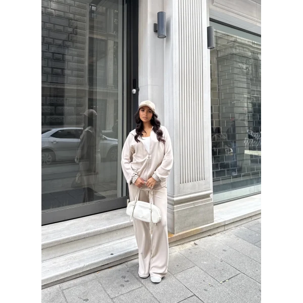 Efran Fermuarlı Takım - Bej