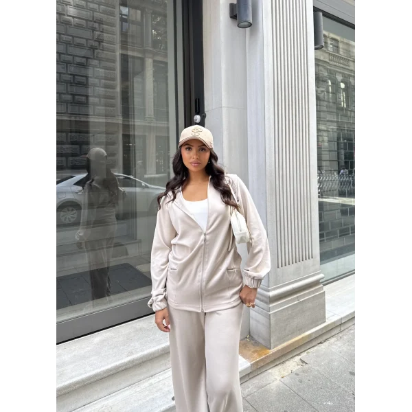 Efran Fermuarlı Takım - Bej