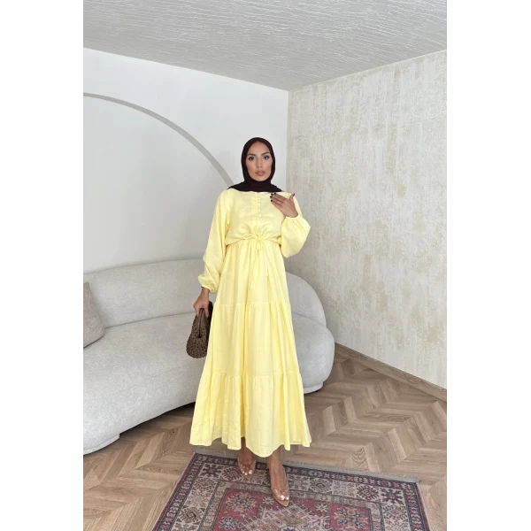 Elian Müslin Elbise - Sarı