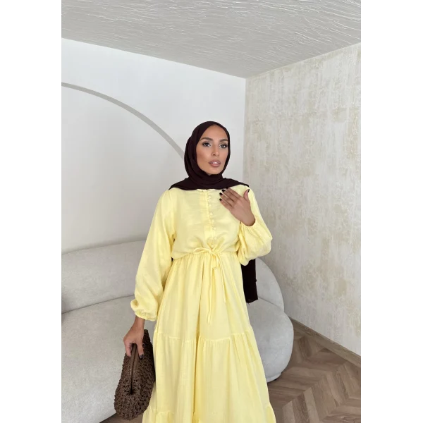 Elian Müslin Elbise - Sarı