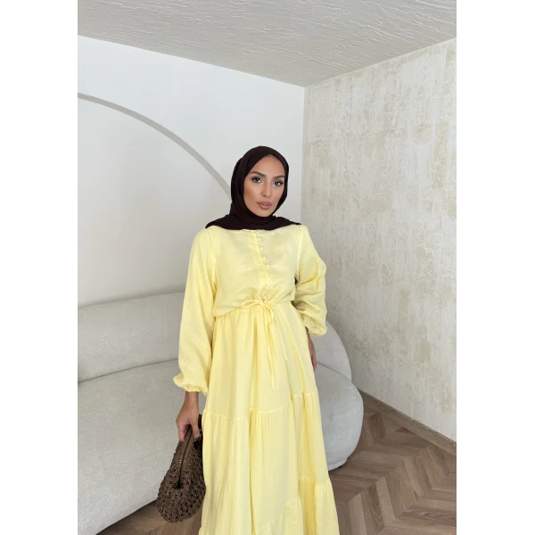 Elian Müslin Elbise - Sarı