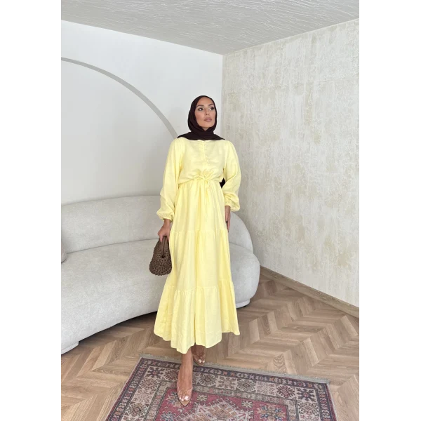 Elian Müslin Elbise - Sarı
