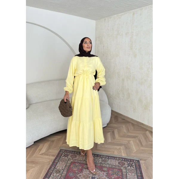 Elian Müslin Elbise - Sarı