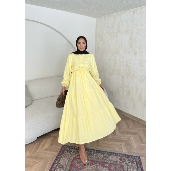 Elian Müslin Elbise - Sarı