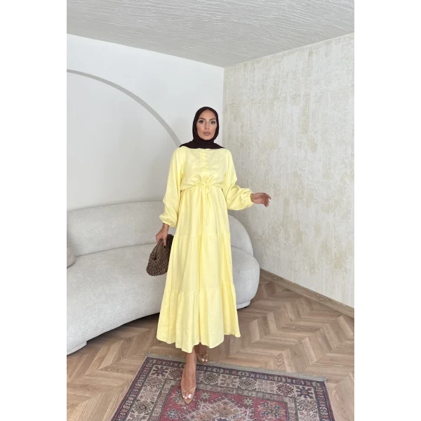 Elian Müslin Elbise - Sarı