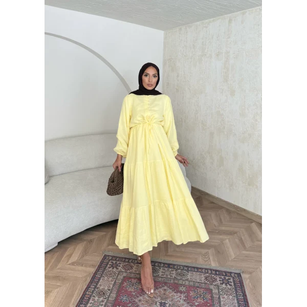 Elian Müslin Elbise - Sarı