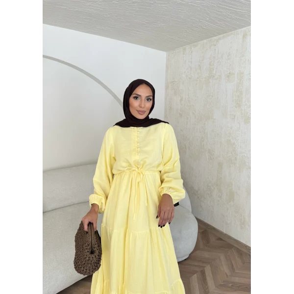 Elian Müslin Elbise - Sarı