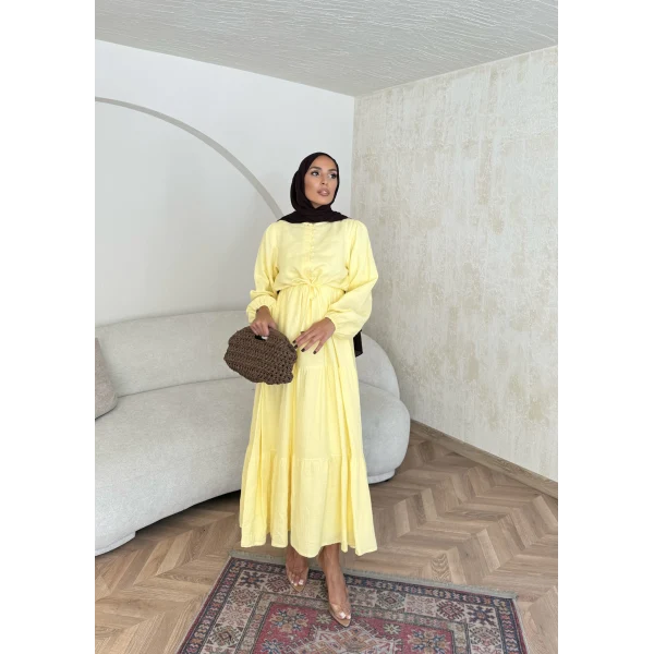 Elian Müslin Elbise - Sarı