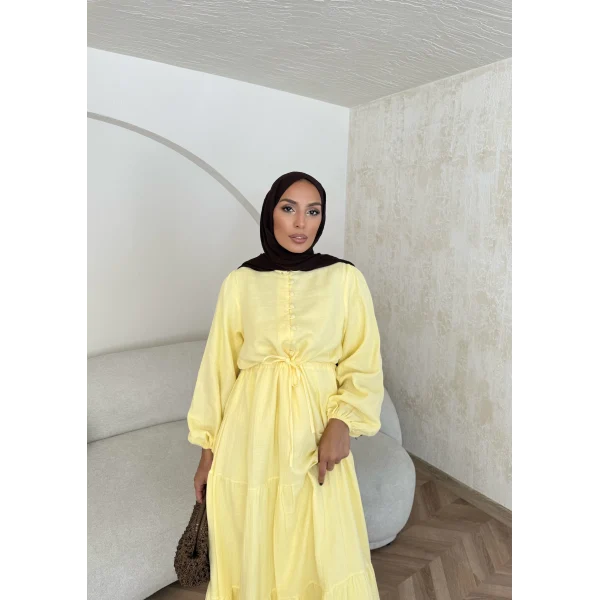 Elian Müslin Elbise - Sarı