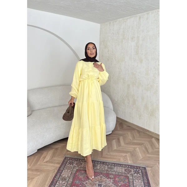 Elian Müslin Elbise - Sarı