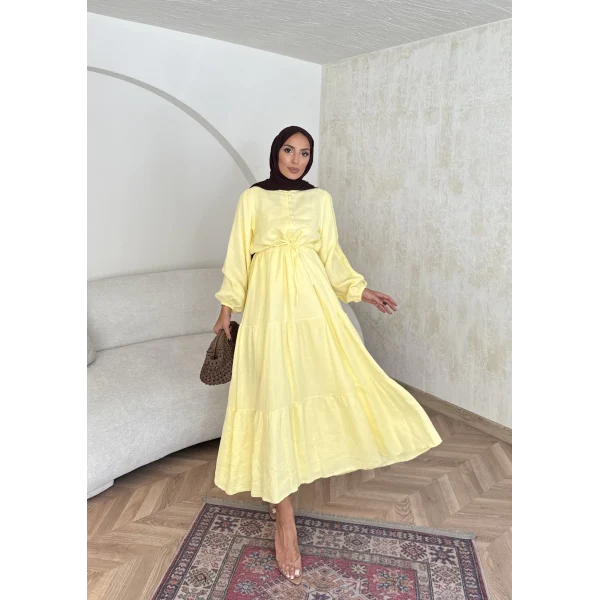 Elian Müslin Elbise - Sarı