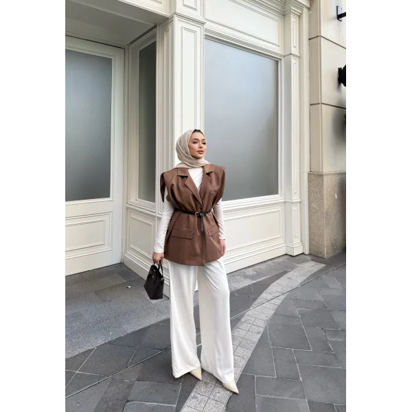 Emr Kemerli Yelek - Kahve