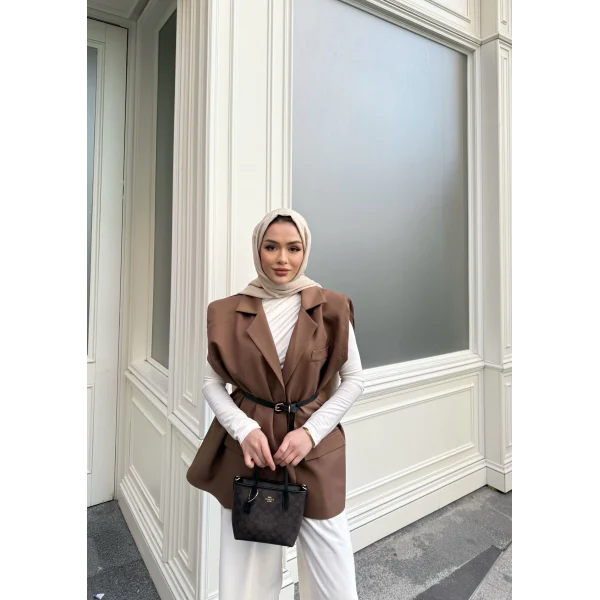 Emr Kemerli Yelek - Kahve