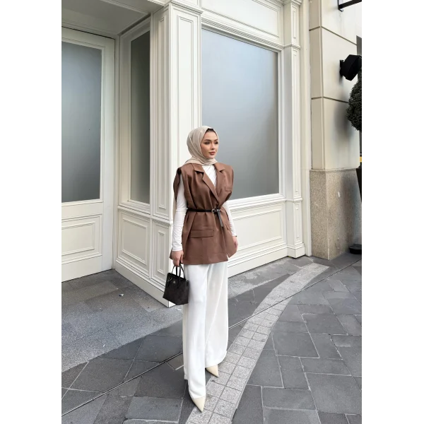 Emr Kemerli Yelek - Kahve